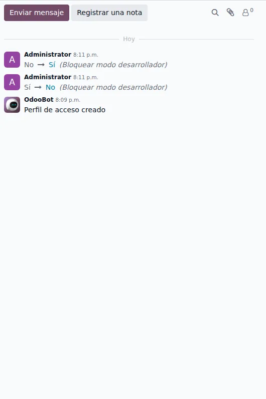 Seguimiento de cambios del perfil de acceso